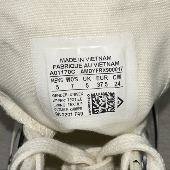 Converse Shoes Womens 7 Mens 5 Off-White Paint Splatter Chuck 70 Hi Sneakers NEW - Picture 3 of 9